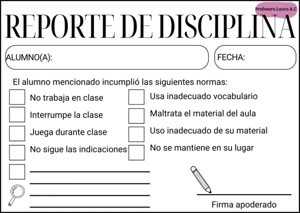 reporte disciplina | profe.social